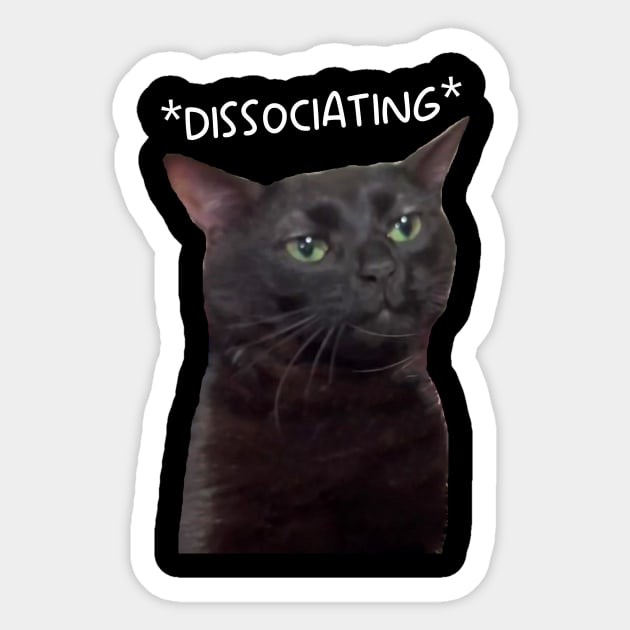 Dissociating, Zoning Out Black Cat Meme Sticker by Y2KSZN